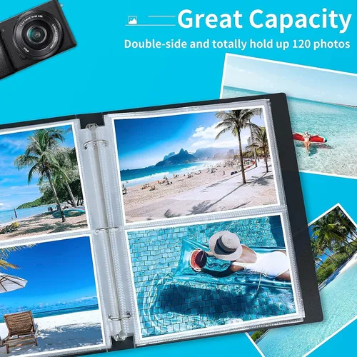 Miniatura 3 de Fabmaker Paquete de 30 fundas de fotos para carpeta de 3 anillas (5 x 7, para 120 fotos), protectores de páginas de fotos de 5 x 7 pulgadas, páginas