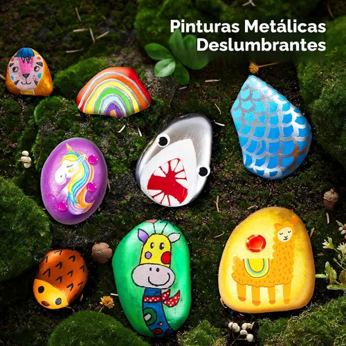 Miniatura 2 de Kit de pintura de roca: kit de roca que brilla en la oscuridad, artes y manualidades para niños de 6 a 12 años, suministros de arte, kits de pintura