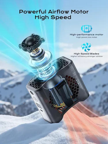 Miniatura 3 de Ventilador de cintura portátil con clip, 4 velocidades, 13000 rpm, fuerte flujo de aire con batería de 10000 mAh y carga móvil, ventilador de camisa