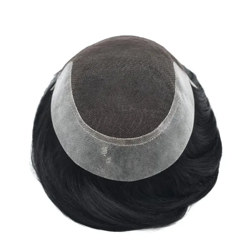 Miniatura 5 de Toupee - Pieza de cabello humano real, sistema de reemplazo de encaje suizo suave para hombre, pieza de pelo tipo tupé, protesis capilar para hombre