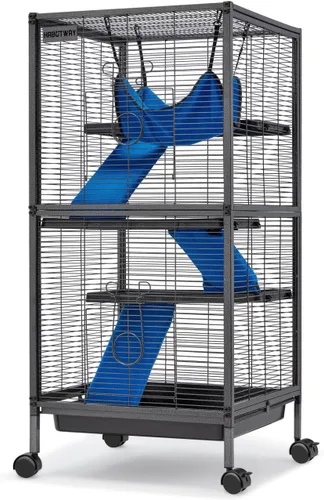 HABUTWAY Jaulas de metal para animales pequeños de 45 pulgadas de alto, jaula de chinchilla rodante con rampas extraíbles, jaula Lagre para