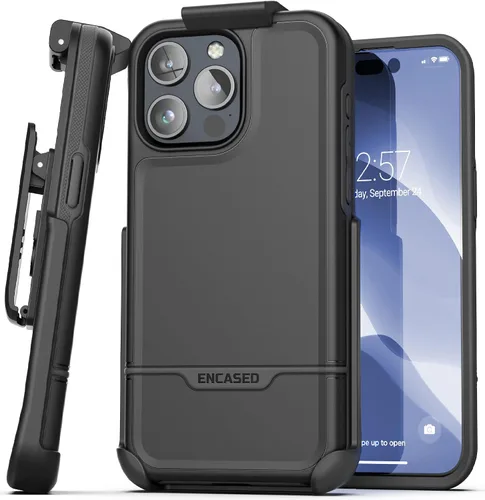 Miniatura 8 de ENCASED Funda para cinturón con clip para iPhone 11 (2019 Rebel Armor) Funda protectora resistente de cuerpo completo con soporte (Negro)