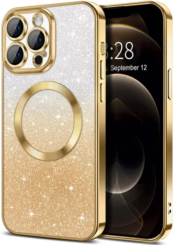 Miniatura 70 de Hython Funda para iPhone 13 Pro transparente con purpurina magnética [compatible con MagSafe] Protector completo de lente de cámara delgado