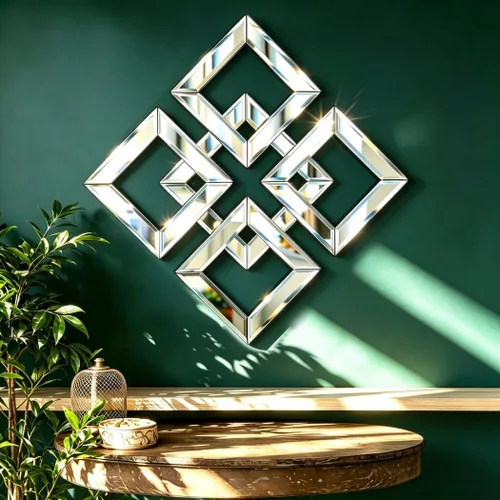 Miniatura 8 de QMDECOR - Espejo cuadrado decorativo para pared con bordes biselados, 12x12 pulgadas, estilo moderno Plata X