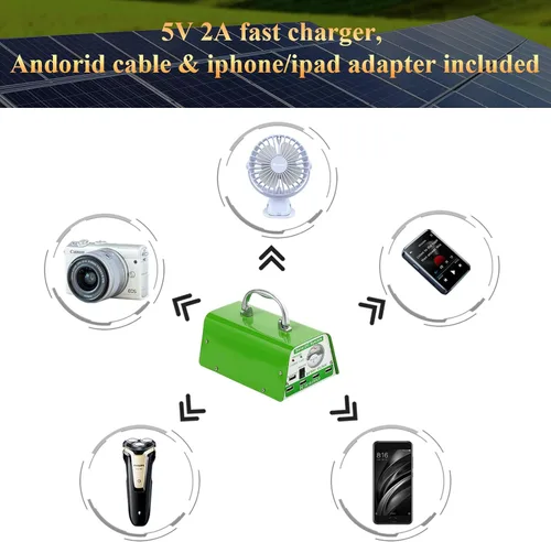 Miniatura 4 de Luces solares para interiores, 4 bombillas de luces solares para cobertizo con interruptor de encendido y apagado, kit de panel solar de 30W