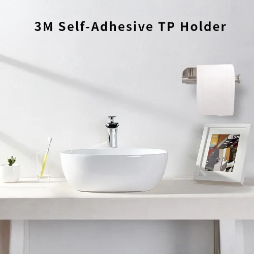 Miniatura 2 de athroom Soporte de papel higiénico autoadhesivo para montaje en pared, acero inoxidable, sin perforar, soporte para papel higiénico, para pegar