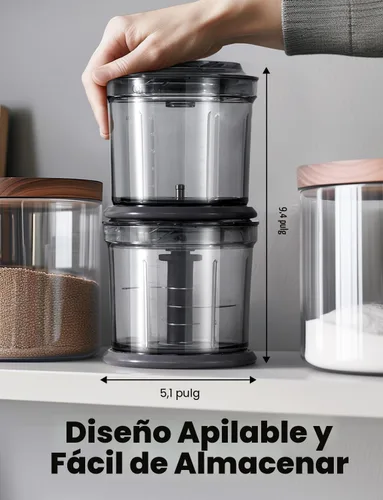 Miniatura 6 de Procesador de alimentos de 4 tazas, picador eléctrico de alimentos, pequeño pero potente: molinillo de carne con 2 cuencos, 2 velocidades y 4