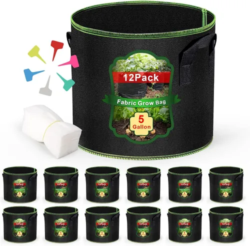 Miniatura 9 de MEKOLIFE Bolsas de cultivo de 5 galones, paquete de 3 unidades, bolsas de tela no tejida gruesa con asas para plantar verduras, flores, papas