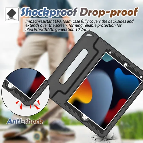 Miniatura 7 de LTROP Funda infantil para iPad de 9ª/8ª/7ª generación (2021/2020/2019), iPad 10.2 con protector de pantalla integrado, funda para niños con soporte
