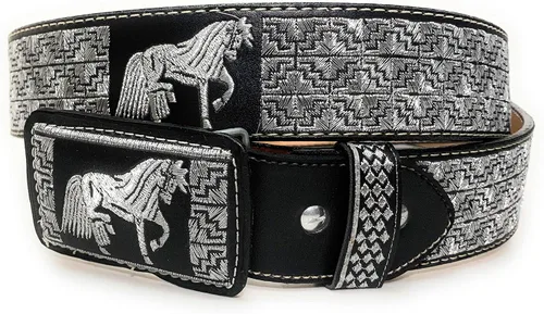 Miniatura 3 de CINTO CHARRO BORDADO. CINTO CHARRO BORDADO. CINTO VAQUERO PLATEADO