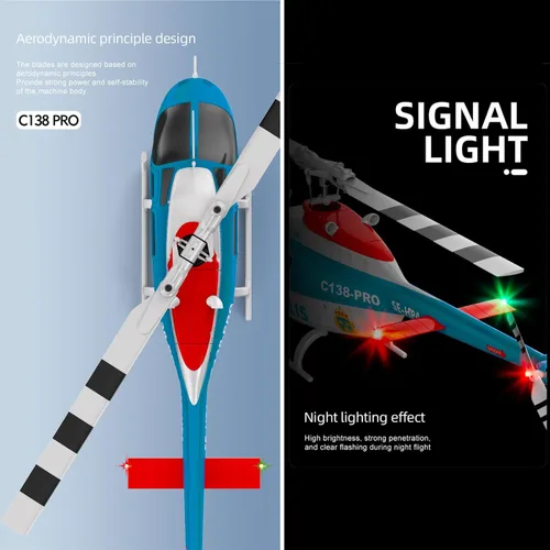 Miniatura 7 de C138Pro 206 Helicóptero de control remoto para adultos principiantes RC Heli Aileronless 6CH 6 ejes giroscopio presión de aire retención de flujo