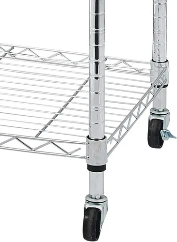 Miniatura 8 de Estantería de alambre de acero, estante de almacenamiento de metal de 5 niveles con ruedas, torre de estantería de alambre de acero, estante
