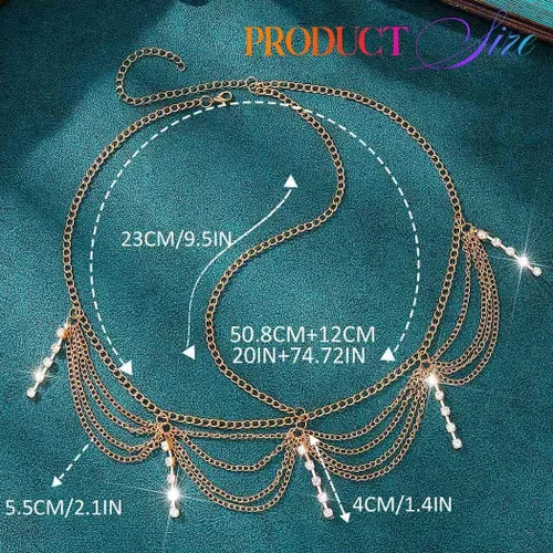 Miniatura 2 de Gortin - Cadena de cabeza de joyería con rines de oro, diadema para el cabello, cadena de cabello para boda, accesorio para el cabello para mujeres