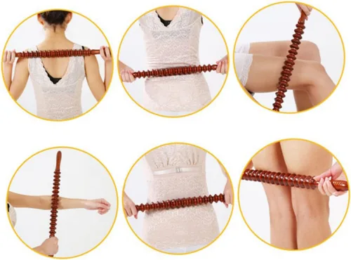 Miniatura 3 de LALAFINA Masaje completo - Varilla de yoga de madera para barra de yoga, masajeador de barra de rueda para espalda, cuello, pierna, cintura