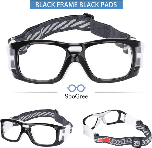 Miniatura 4 de SooGree Gafas deportivas para hombres y mujeres, gafas protectoras para béisbol, correr, deportes, ciclismo, gafas G8021 Marco Negro Almohadillas