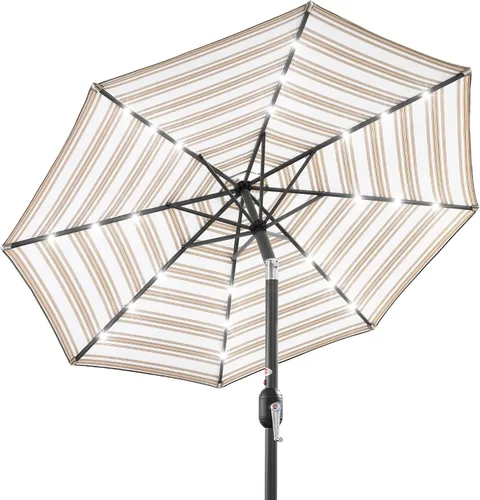 Miniatura 48 de Best Choice Products Solar Polyester LED Lighted Patio Umbrella w/Tilt Adjustment and UV-Resistant Fabric Gris niebla