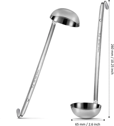 Miniatura 6 de meekoo 3 Piezas Cucharones de Acero Inoxidable Cucharón de Sopa con Mango con Borde de Vertido para Cocina Cocinando Sopa Salsa (3 oz)