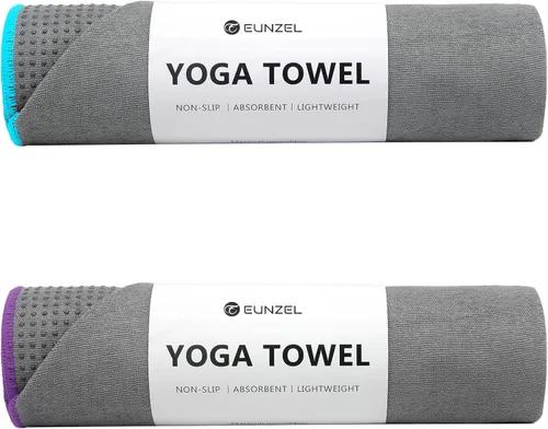 Miniatura 13 de Eunzel Paquete de 2 toallas de yoga caliente con punto de agarre, tapete de yoga antideslizante Towe absorbente de sudor para yoga caliente, bikram