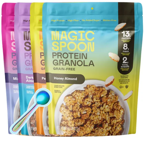 Miniatura 13 de Magic Spoon Granola proteica - Granola alta en proteínas, apta para dieta cetogénica, baja en azúcar, sin granos, desayuno saludable o aperitivo