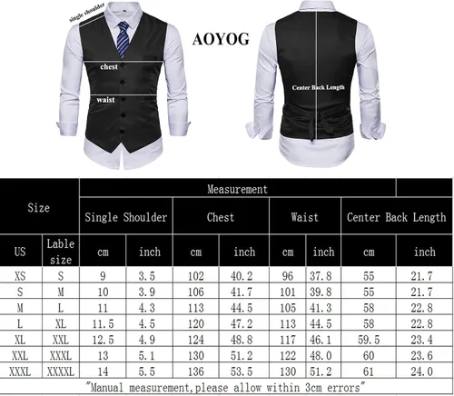 Miniatura 6 de AOYOG - Chaleco formal de negocios de hombres para traje o esmoquin