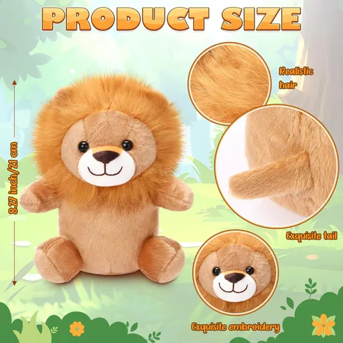 Miniatura 2 de Arrowbash 8 juguetes de peluche de leones de 9 pulgadas, a granel, regalo de fiesta de león, juguetes de peluche para niños y niñas, recuerdos