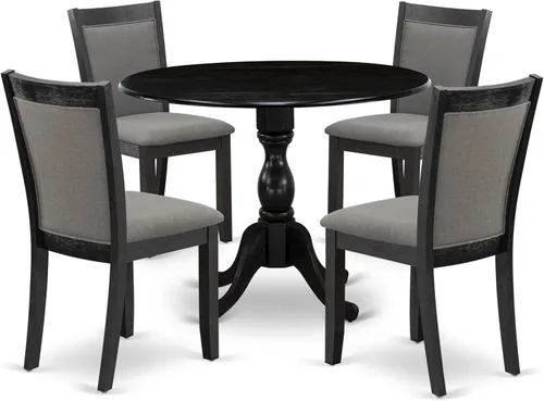 Miniatura 20 de East West Furniture DMMZ5-AB6-06 - Juego de mesa de comedor de 5 piezas para 4 personas, incluye una mesa de cocina redonda con Dropleaf y 4 sillas