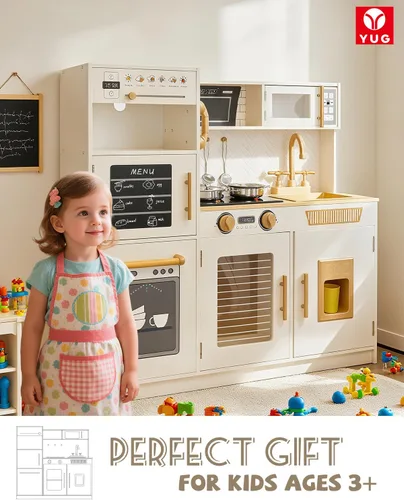 Miniatura 7 de YUG Set de Cocina de Juguete para Niños con Luces y Sonidos Reales, Juego de Cocina para Niños Pequeños que Incluye Estufa, Horno, Lavavajillas