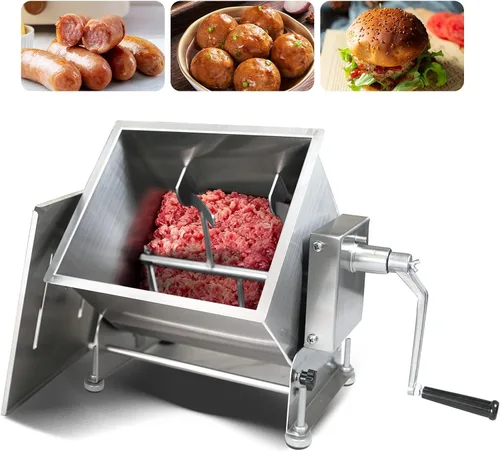 Hakka - Mezclador manual de carne de 45 libras/22.5 L, acero inoxidable, tanque inclinable de 30 L, mezclador de carne para salchicha (mezcla