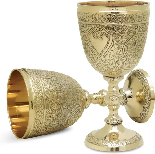 Miniatura 8 de Copa de vino real de latón macizo, copa de vino real, hecha a mano, decoración medieval, cáliz gótico, paquete de 1 unidad (negro profundo)