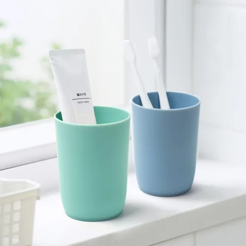 Miniatura 4 de Topsky Paquete de 4 vasos de baño – Vaso de plástico para cepillo de dientes – Vasos reutilizables – Vaso para enjuague bucal Color mixto 4 piezas