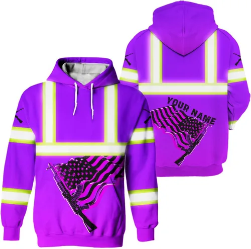 Miniatura 12 de Sudadera con capucha de alta visibilidad con diseño de bandera de Estados Unidos para hombre, reflectante, ropa de trabajo de seguridad
