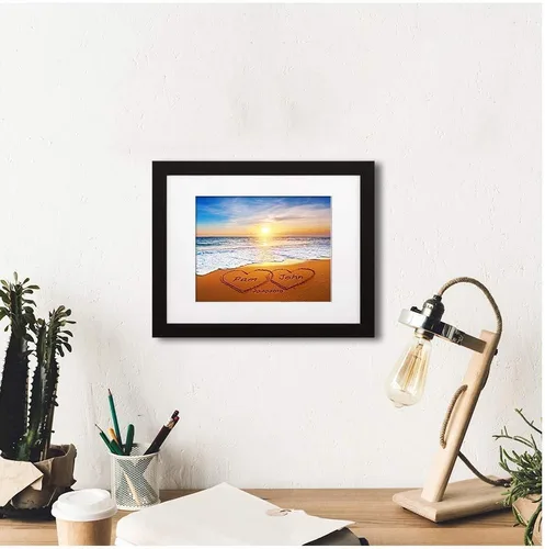 Miniatura 8 de Corazón y corazón en hermoso amanecer fotos personalizadas únicas o impresiones en lienzo con nombres de pareja y fecha especial en la playa, regalo