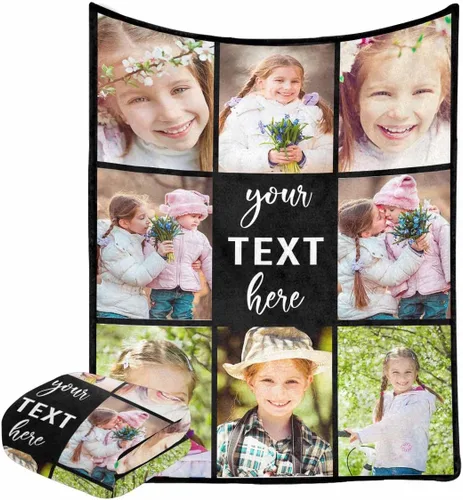 Miniatura 40 de Manta personalizada con fotos, manta personalizada con retrato familiar para padres, niños, perros y familia, manta personalizada para un día