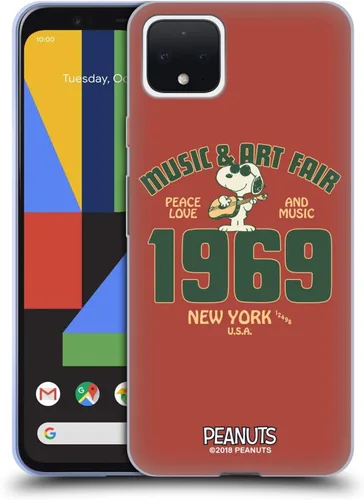 Miniatura 48 de Head Case Designs Funda de gel Woodstock 50th con licencia oficial de Peanuts Snoopy Guitar 1969 [protección de grado militar] compatible