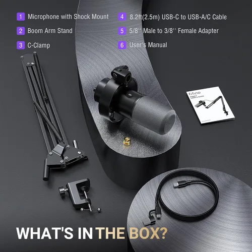Miniatura 10 de FIFINE - Kit de micrófono de podcast K688, micrófono dinámico USB/XLR con brazo articulado para PC/mezclador XLR, micrófono para juegos con botón