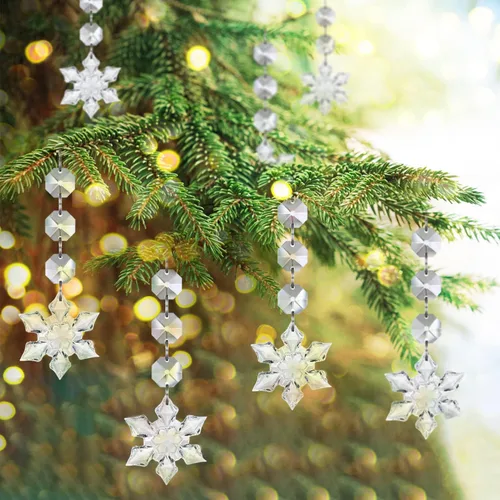 Miniatura 3 de Jishi 30 piezas de adornos de copo de nieve de cristal para decoración de árbol de Navidad, adornos de copo de nieve de acrílico transparente