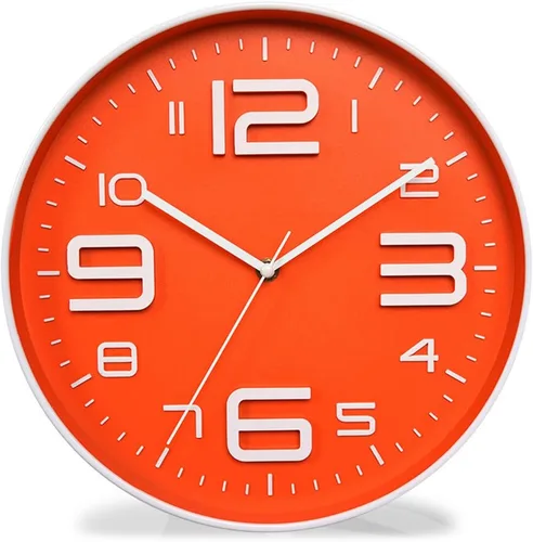 Zaoniy Reloj de pared de cuarzo silencioso sin tictac con número 3D grande, diseño moderno, movimiento de barrido silencioso, decorativo para Naranja