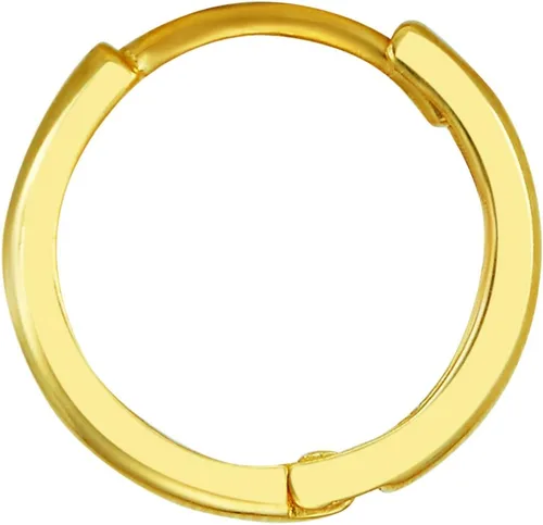 Miniatura 5 de Aretes de aro de oro amarillo real de 14 quilates, 0.079 in de grosor, 3 tamaños diferentes disponibles
