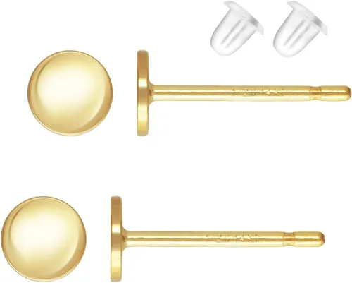 Miniatura 7 de Adabele - 20 piezas de pendientes de plata esterlina chapada en oro amarillo real, 0.028 in, pin de 0.12 pulgadas, pegamento pequeño en disco