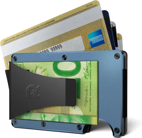 Miniatura 5 de The Ridge Slim Minimalist Money Clip RFID bloqueo Titanium - cartera mate cobalto
