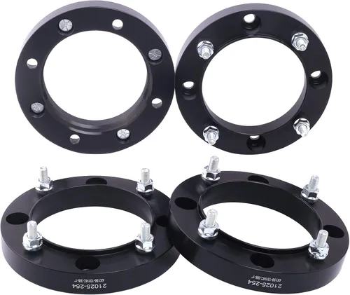 Espaciadores de rueda ATV centrados en el cubo forjados negros 4x156 de 1 pulgada con pernos de 3/8"-24 Compatibles con Polaris Kawasaki de 4 lugs