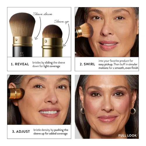 Miniatura 2 de LAURA GELLER NEW YORK - Brocha retráctil con mango de aluminio Kabuki, para todo el maquillaje facial y base para maquillaje facial líquido, crema
