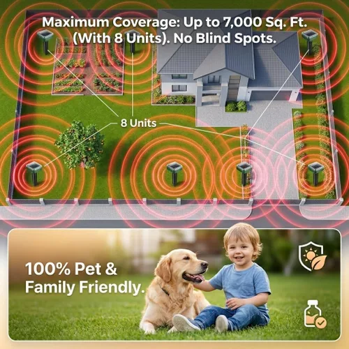 Miniatura 5 de 2026 8Pack Mole Repellent Solar Powered Sonic Gopher Repellent Stakes for Lawns,IP65 Waterproof Ultrasonic Mole Repellent for Lawns,Sonic Chipmunk
