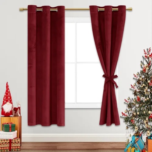 Miniatura 152 de JIUZHEN - Cortinas de terciopelo gris de 63 pulgadas opacas para sala de estar - Cortinas gruesas de terciopelo con ojales para ventana