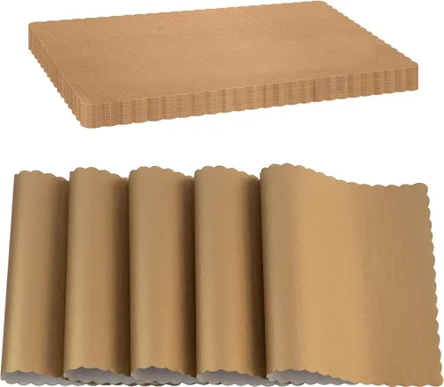 Miniatura 17 de Mantel Individual de Papel Desechable, Negro, Manteles Individuales con Bordes Escalonados, Mantel Individual de Papel Duradero para Decoración