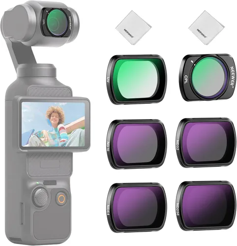 Miniatura 15 de NEEWER ND & CPL Kit de Filtros para Pocket 3 (Paquete de 3), ND4 ND8 CPL Juego de Filtros Polarizadores de Densidad Neutra Magnéticos con Vidrio