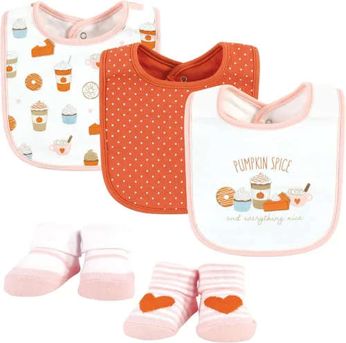 Miniatura 321 de Hudson Baby Conjunto de babero y calcetines unisex de algodón para bebé
