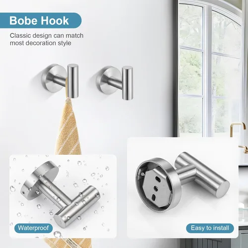 Miniatura 3 de TQKAG Juego de Accesorios de Ferretería de Baño de Níquel Cepillado - Juego de 10 Piezas Premium de Acero Inoxidable SUS304 con Barras Portatollas