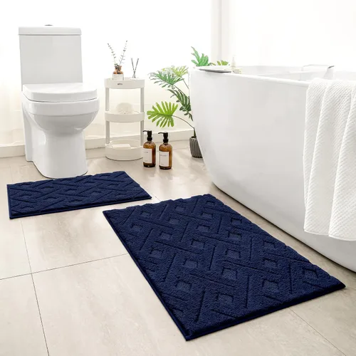 Miniatura 11 de HOMEIDEAS - Juego de alfombras de baño de 2 piezas, antideslizantes, lavables a máquina, de felpa extra suave y absorbente, para baño, tina y ducha