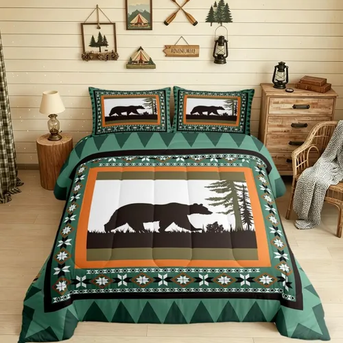 Miniatura 34 de Juego de edredón de camper tamaño matrimonial, edredón acolchado para adolescentes y niños, juego de ropa de cama rústica de granja para niños